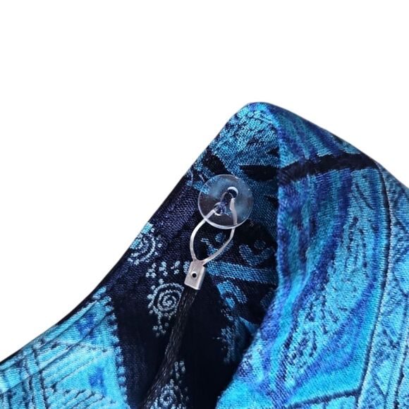 Karin Stevens Vintage Blue Batik Print Sleeveless Blouse Sz 18 Indie Boho Hippie - Picture 14 of 16